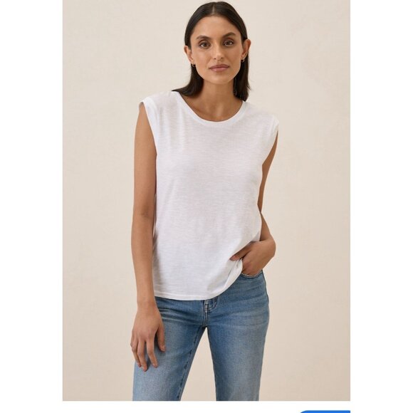Pact Women's Cotton Featherweight Slub Muscle Tee In White Size Large - Picture 2 of 10
